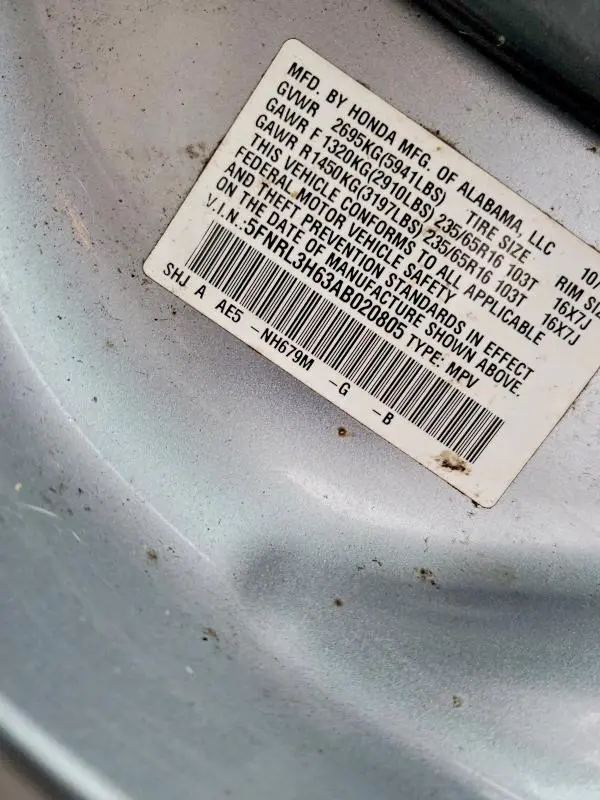 2010 HONDA ODYSSEY EXL  
