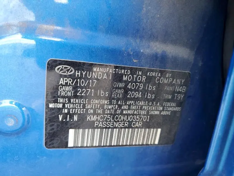 2017 HYUNDAI IONIQ SEL  