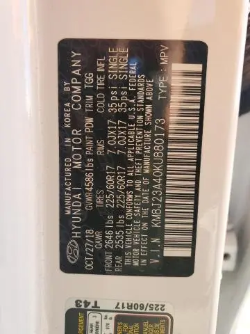 2019 HYUNDAI TUCSON SE  