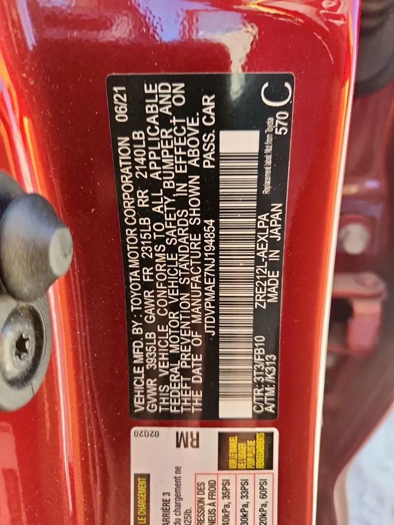 2022 TOYOTA COROLLA LE  