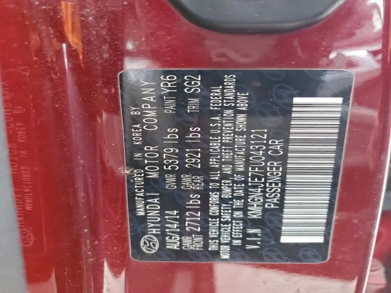 2015 HYUNDAI GENESIS 3.8L  