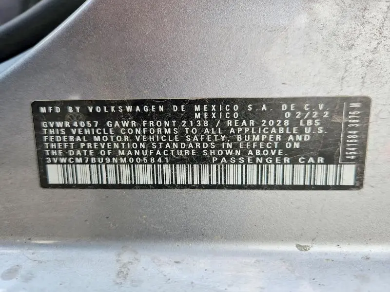 2022 VOLKSWAGEN JETTA S  