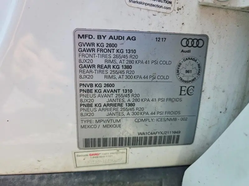 2018 AUDI SQ5 PRESTIGE  