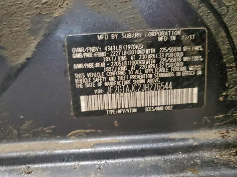 2018 SUBARU CROSSTREK LIMITED  