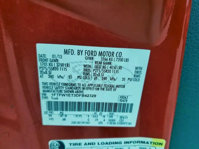 2013 FORD F150 SUPERCREW  