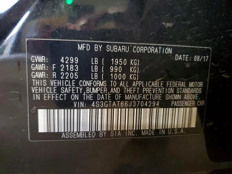 2018 SUBARU IMPREZA LIMITED  