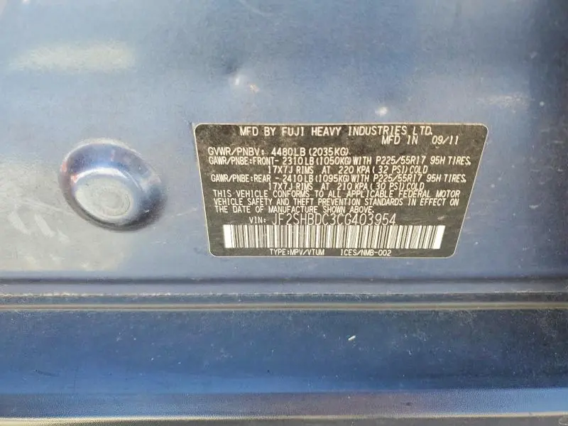 2012 SUBARU FORESTER 2.5X PREMIUM  