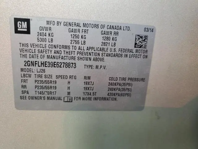 2014 CHEVROLET EQUINOX LTZ  