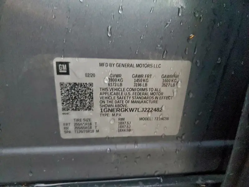 2020 CHEVROLET TRAVERSE LT  