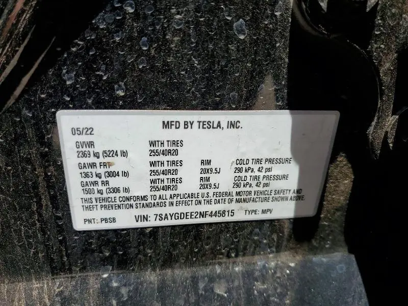 2022 TESLA MODEL Y   