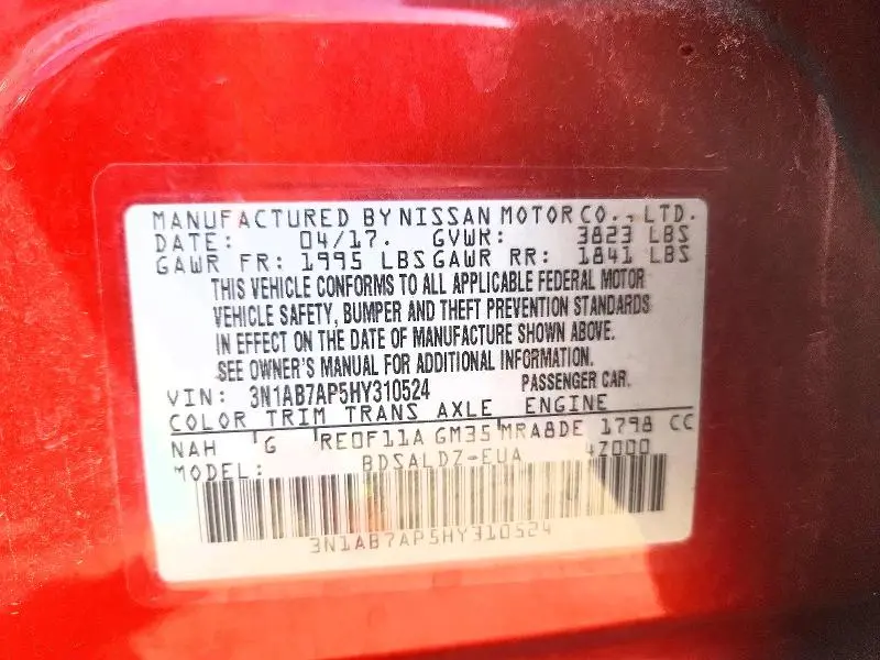 2017 NISSAN SENTRA SV  