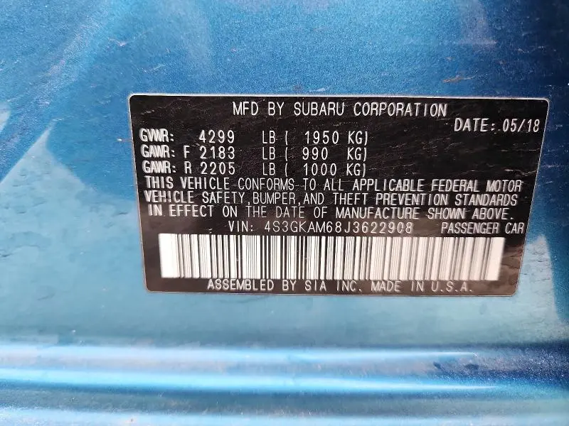 2018 SUBARU IMPREZA SPORT  