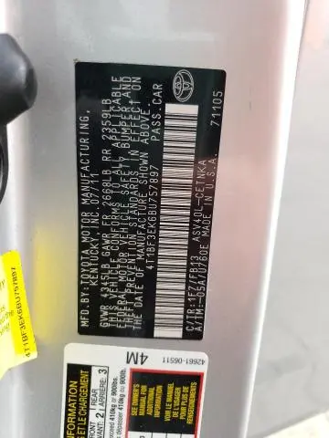 2011 TOYOTA CAMRY BASE  