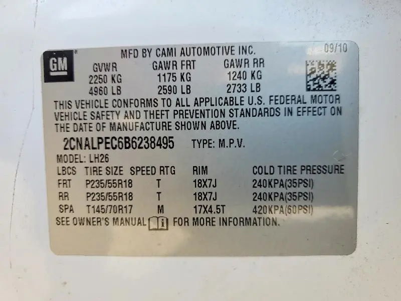 2011 CHEVROLET EQUINOX LT  