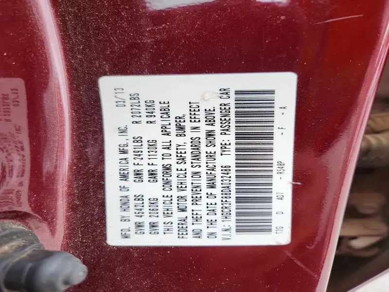 2013 HONDA ACCORD EXL  
