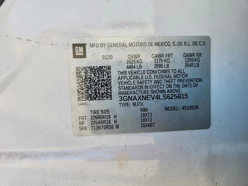 2020 CHEVROLET EQUINOX PREMIER  