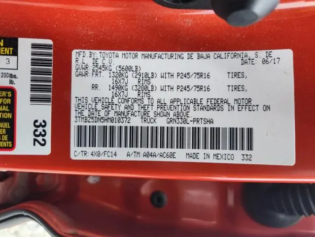 2017 TOYOTA TACOMA DOUBLE CAB  