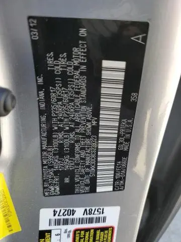 2012 TOYOTA SIENNA LE  