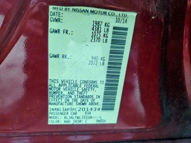 2015 NISSAN ALTIMA 3.5S  