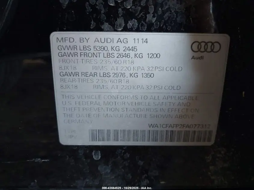 2015 AUDI Q5 2.0T PREMIUM