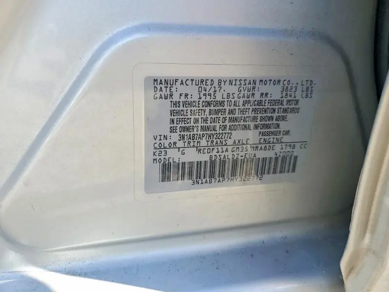 2017 NISSAN SENTRA SV  