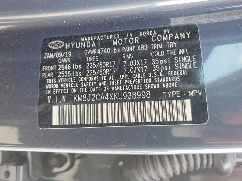 2019 HYUNDAI TUCSON SE  