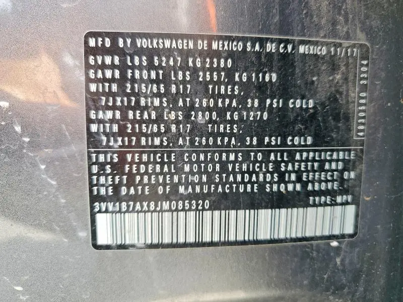 2018 VOLKSWAGEN TIGUAN S  