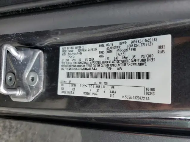 2018 FORD ESCAPE SE  