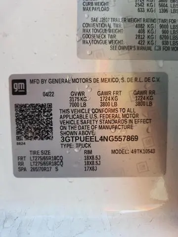 2022 GMC SIERRA K1500 AT4  