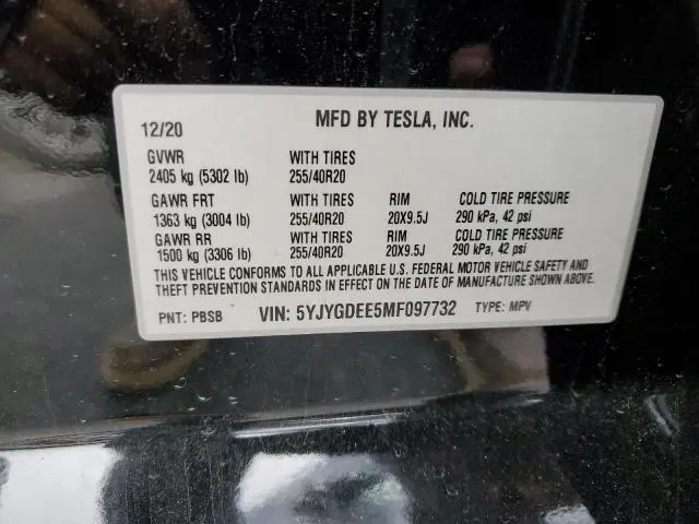 2021 TESLA MODEL Y   