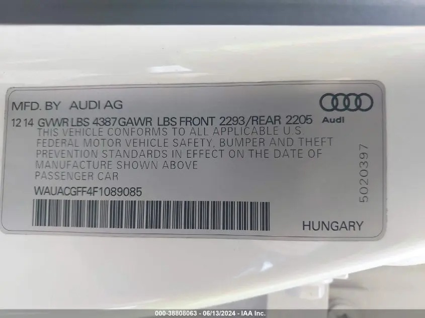 2015 AUDI A3 1.8T PREMIUM