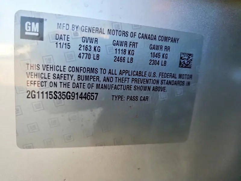 2016 CHEVROLET IMPALA LT  