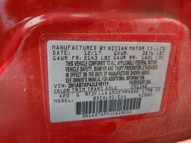 2018 NISSAN SENTRA S  
