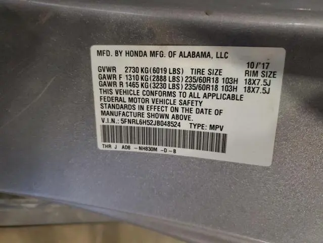 2018 HONDA ODYSSEY EX  