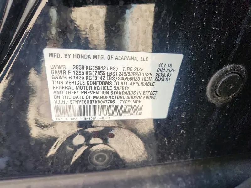 2019 HONDA PILOT ELITE  