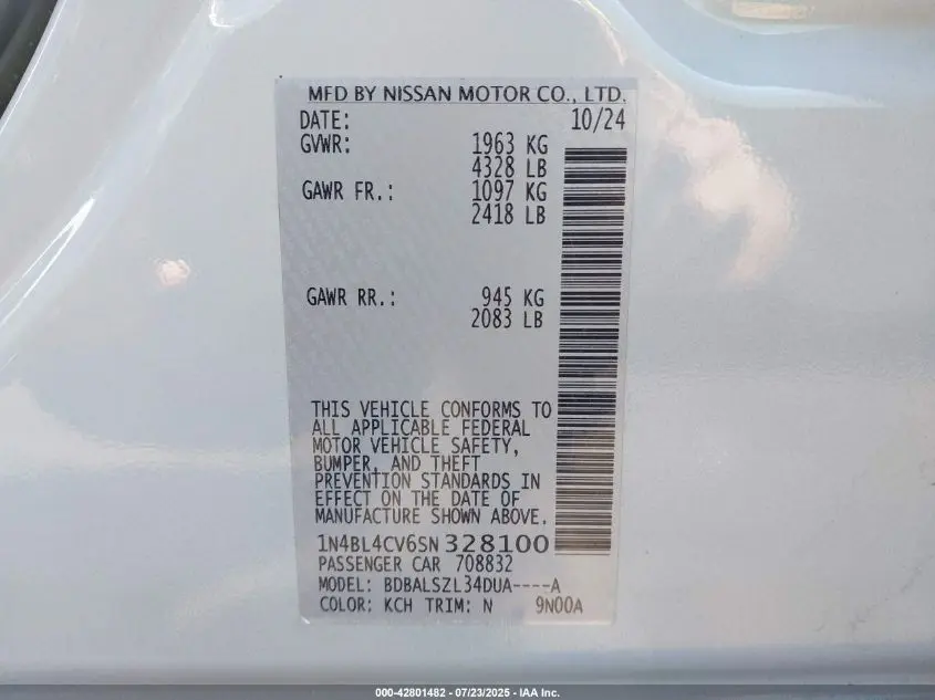 2025 NISSAN ALTIMA SR FWD