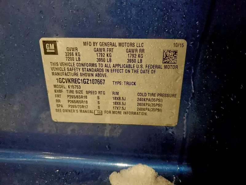 2016 CHEVROLET SILVERADO K1500 LT  