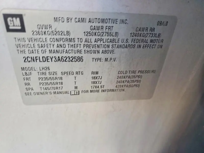 2010 CHEVROLET EQUINOX LT  