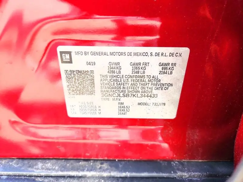 2019 CHEVROLET TRAX 1LT  