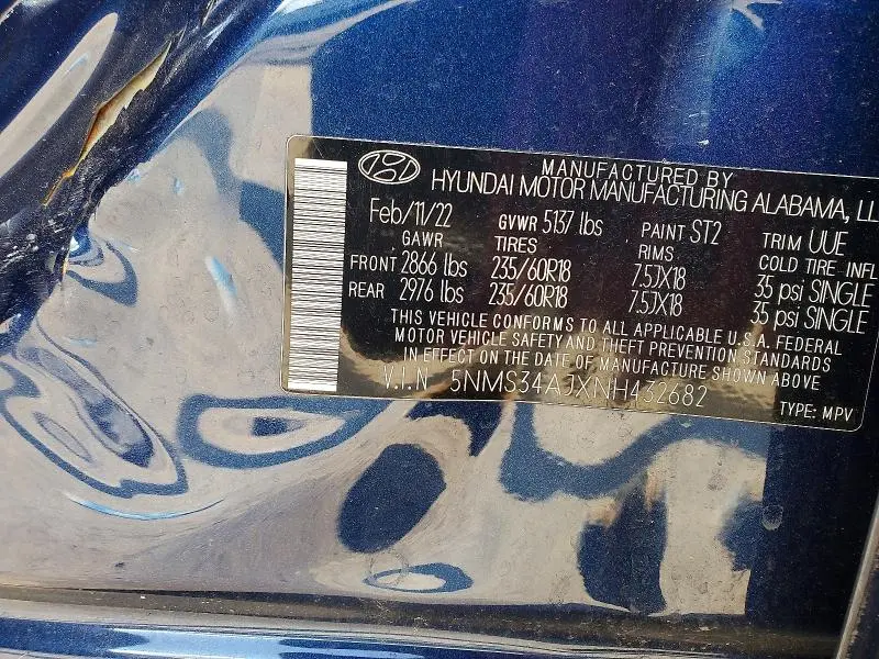 2022 HYUNDAI SANTA FE SEL  
