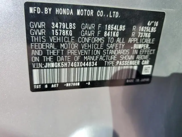 2016 HONDA FIT EX