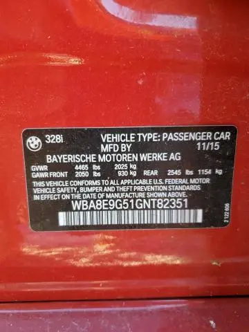 2016 BMW 328 I SULEV  