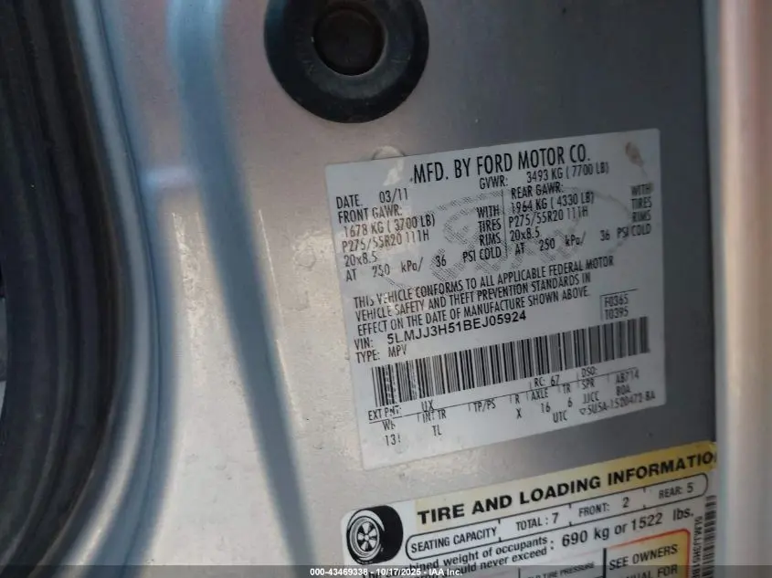 2011 LINCOLN NAVIGATOR L  