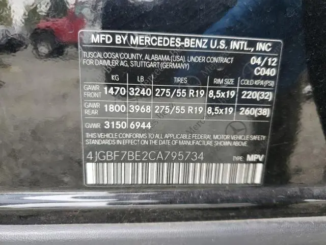 2012 MERCEDES-BENZ GL 450 4MATIC  