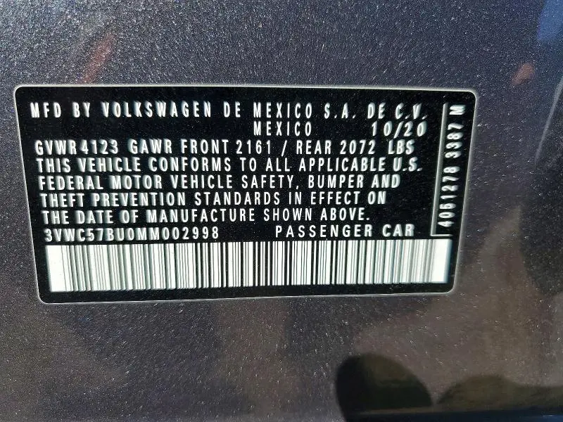 2021 VOLKSWAGEN JETTA S  