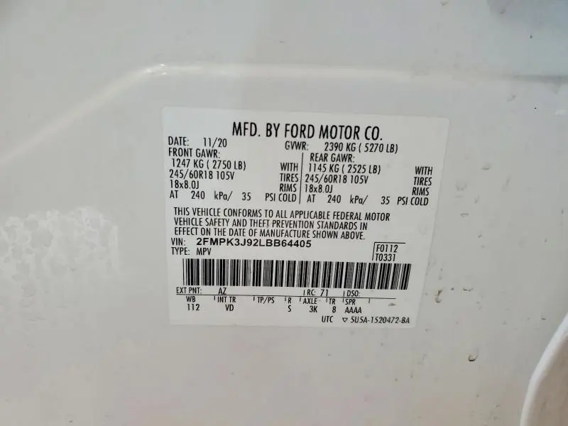 2020 FORD EDGE SEL  
