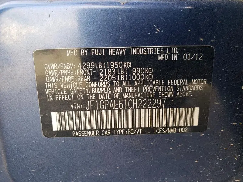 2012 SUBARU IMPREZA SPORT PREMIUM  
