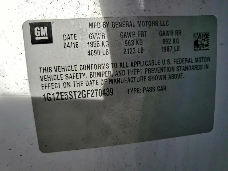 2016 CHEVROLET MALIBU LT  