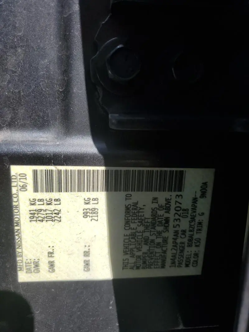 2010 NISSAN ALTIMA BASE  