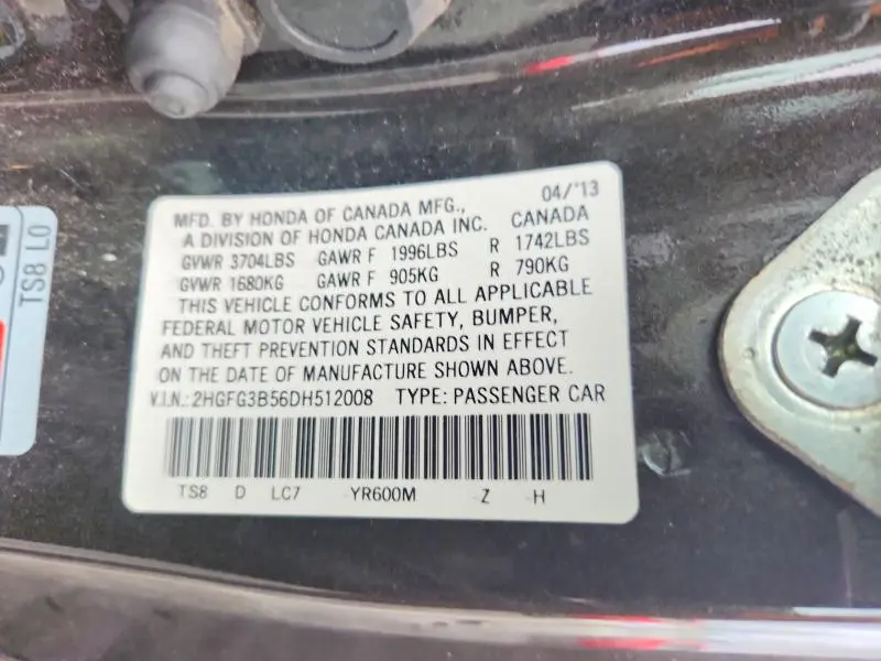 2013 HONDA CIVIC LX  
